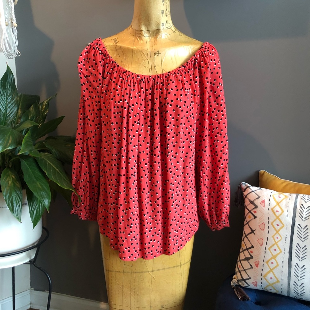 Polkadot Salmon GAP Blouse - Size L.